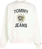 Tommy Hilfiger Logo Print Ribbed Crewneck Sweatshirt White DM0DM16376-YBH Tommy Hilfiger Logo Print Ribbed Crewneck Sweatshirt White DM0DM16376-YBH