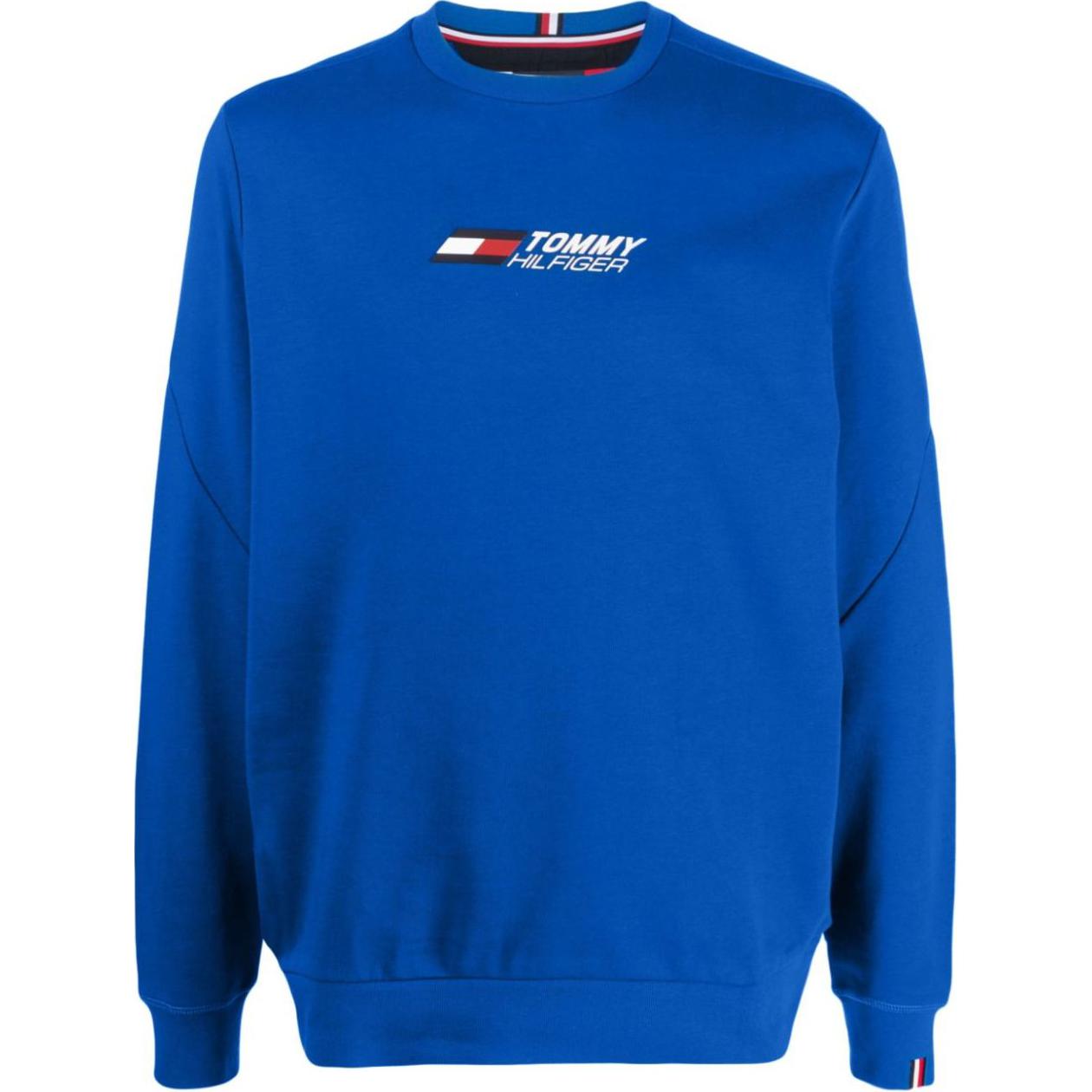 Tommy Hilfiger Logo Print Ribbed Hem Long Sleeve Sweatshirt Cobalt Blue MW0MW30382-BLUE