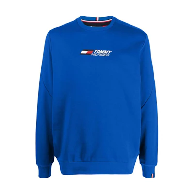 Tommy Hilfiger Logo Print Ribbed Hem Long Sleeve Sweatshirt Cobalt Blue MW0MW30382-BLUE