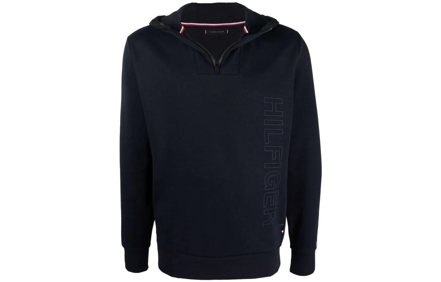 Tommy Hilfiger Logo Print Zip-Up Hoodie Black MW0MW21233-DW5