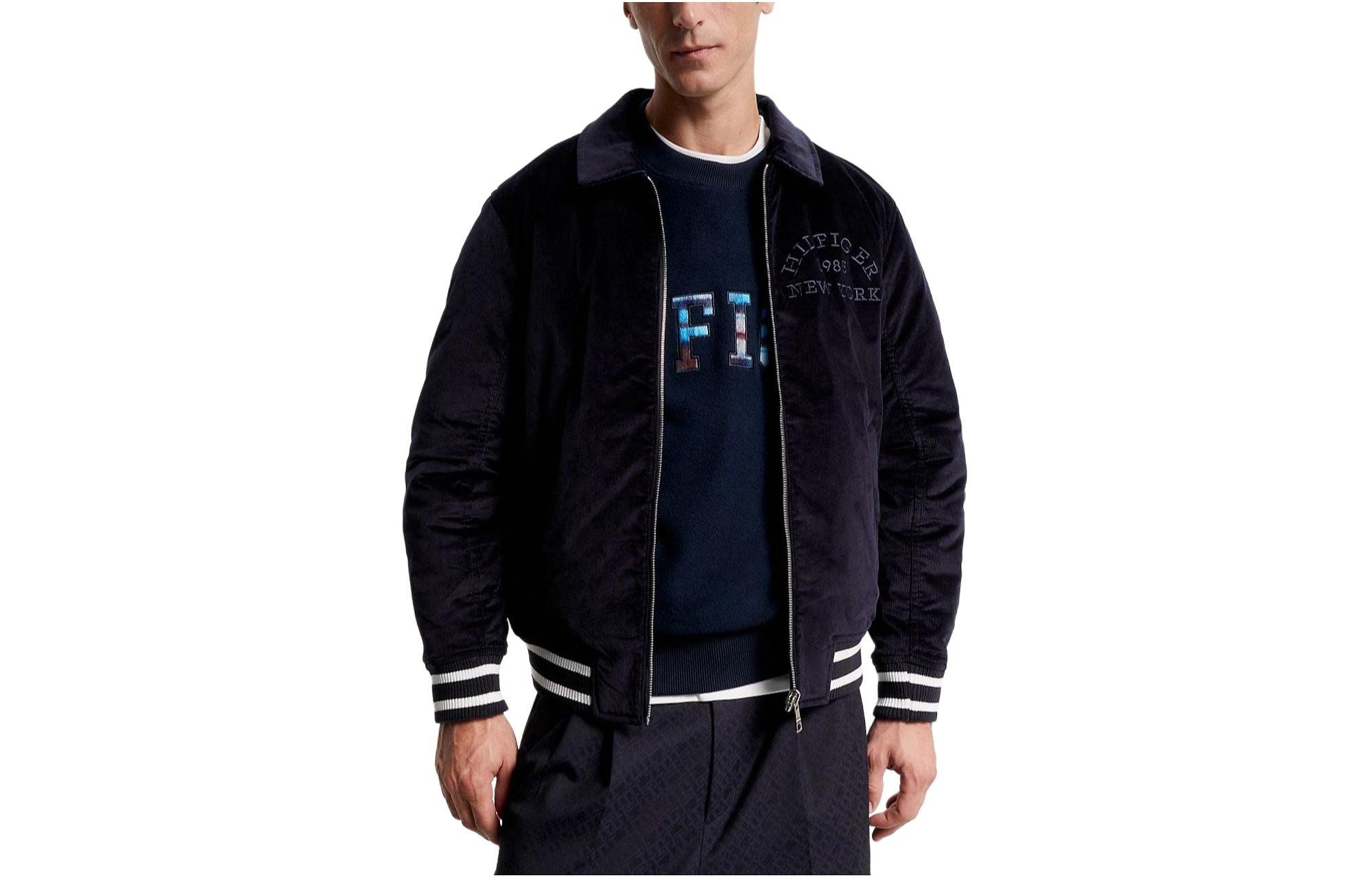 Tommy Hilfiger Logo Print Zip-Up Jacket Black MW32792-DW5