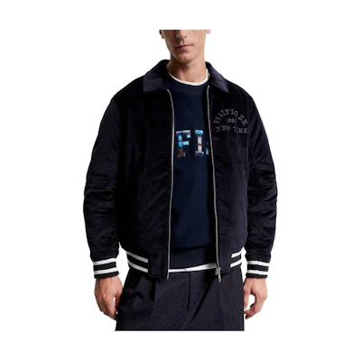 Tommy Hilfiger Logo Print Zip-Up Jacket Black MW32792-DW5