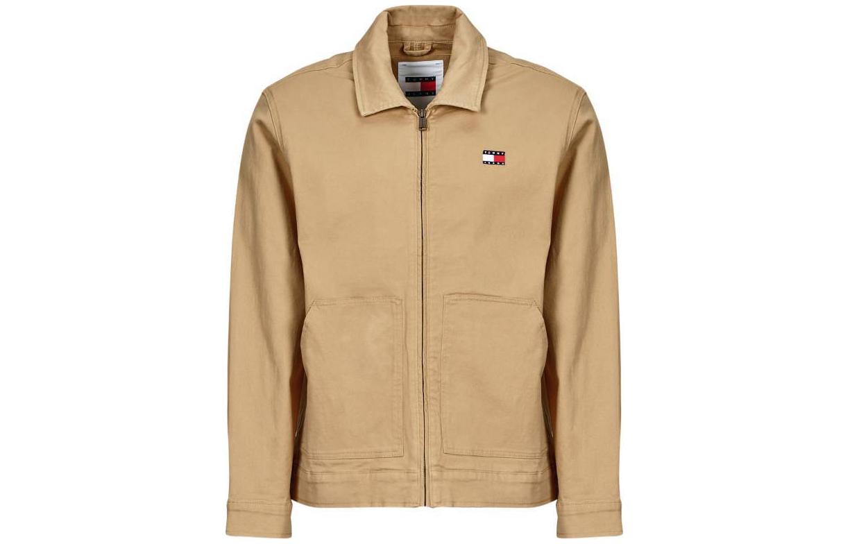Tommy Hilfiger Logo Print Zip-Up Lightweight Jacket Khaki - DM0DM18696-AB0