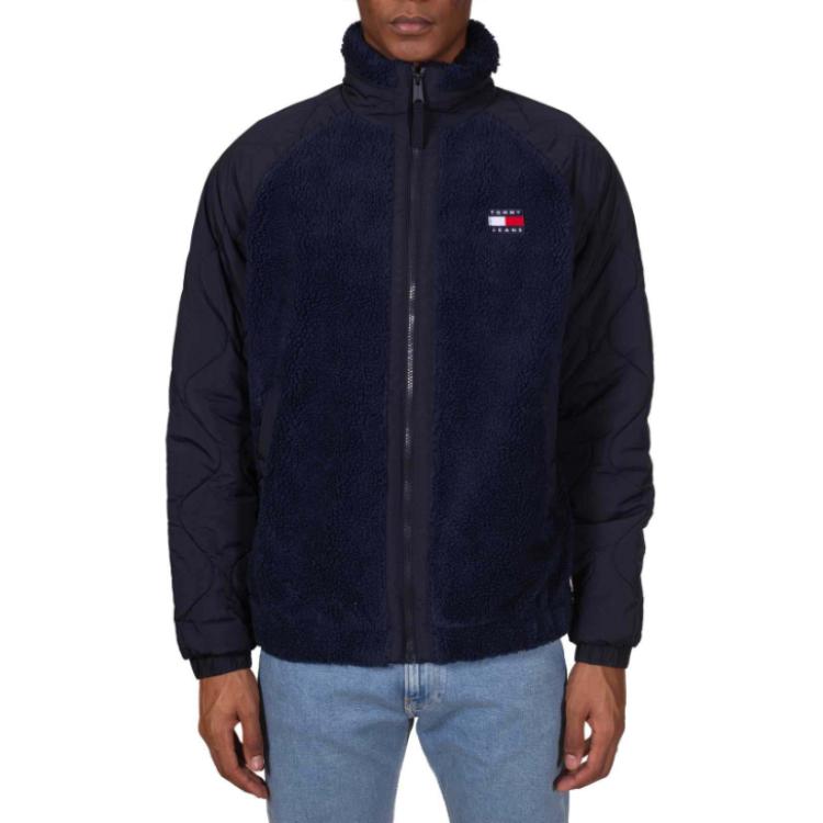 Tommy Hilfiger Logo Stand-Collar Navy Blue Jacket DM0DM17236-C87