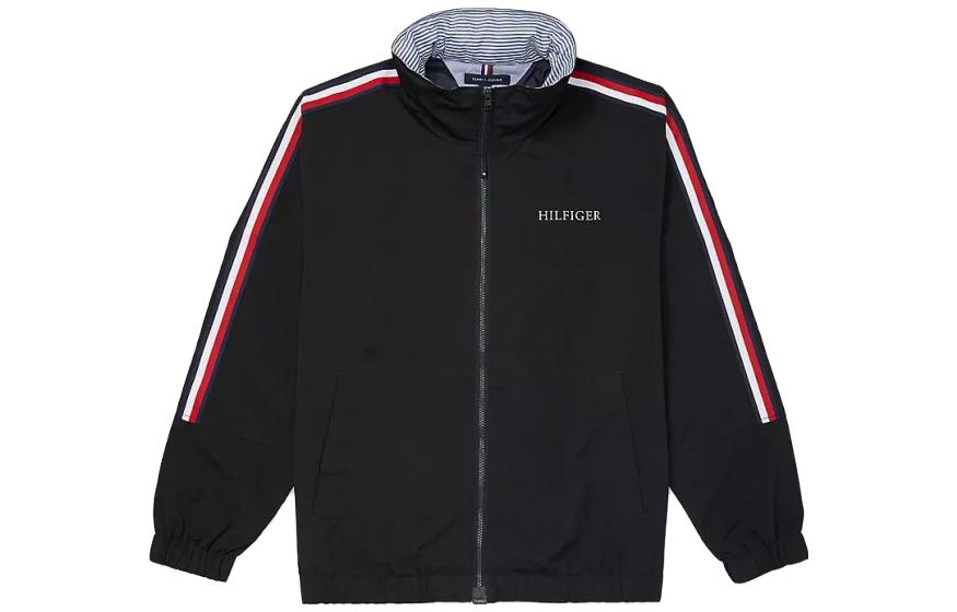 Tommy Hilfiger Logo Stripe Regatta Jacket Black Full-Zip Track Jacket 78J8014-BDS