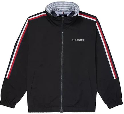 トミーヒルフィガー ロゴストライプ レガッタジャケット ブラック フルジップ 78J8014-BDS Buy トミーヒルフィガー ロゴストライプ レガッタジャケット ブラック フルジップ 78J8014-BDS