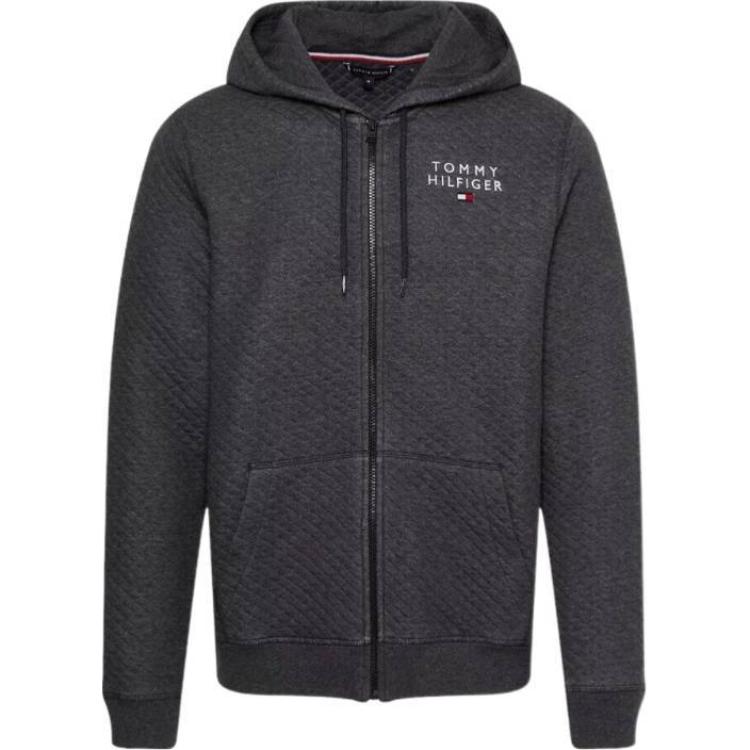 Tommy Hilfiger Logo Zip Hoodie Jacket in Dark Gray UM0UM02982-P5Q