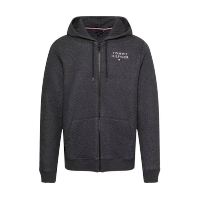 Tommy Hilfiger Logo Zip Hoodie Jacket in Dark Gray UM0UM02982-P5Q