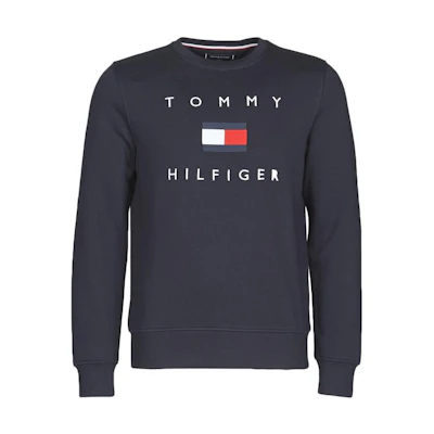 Tommy Hilfiger Men’s Navy Blue Crewneck Sweatshirt with Logo Print MW0MW14204-DW5