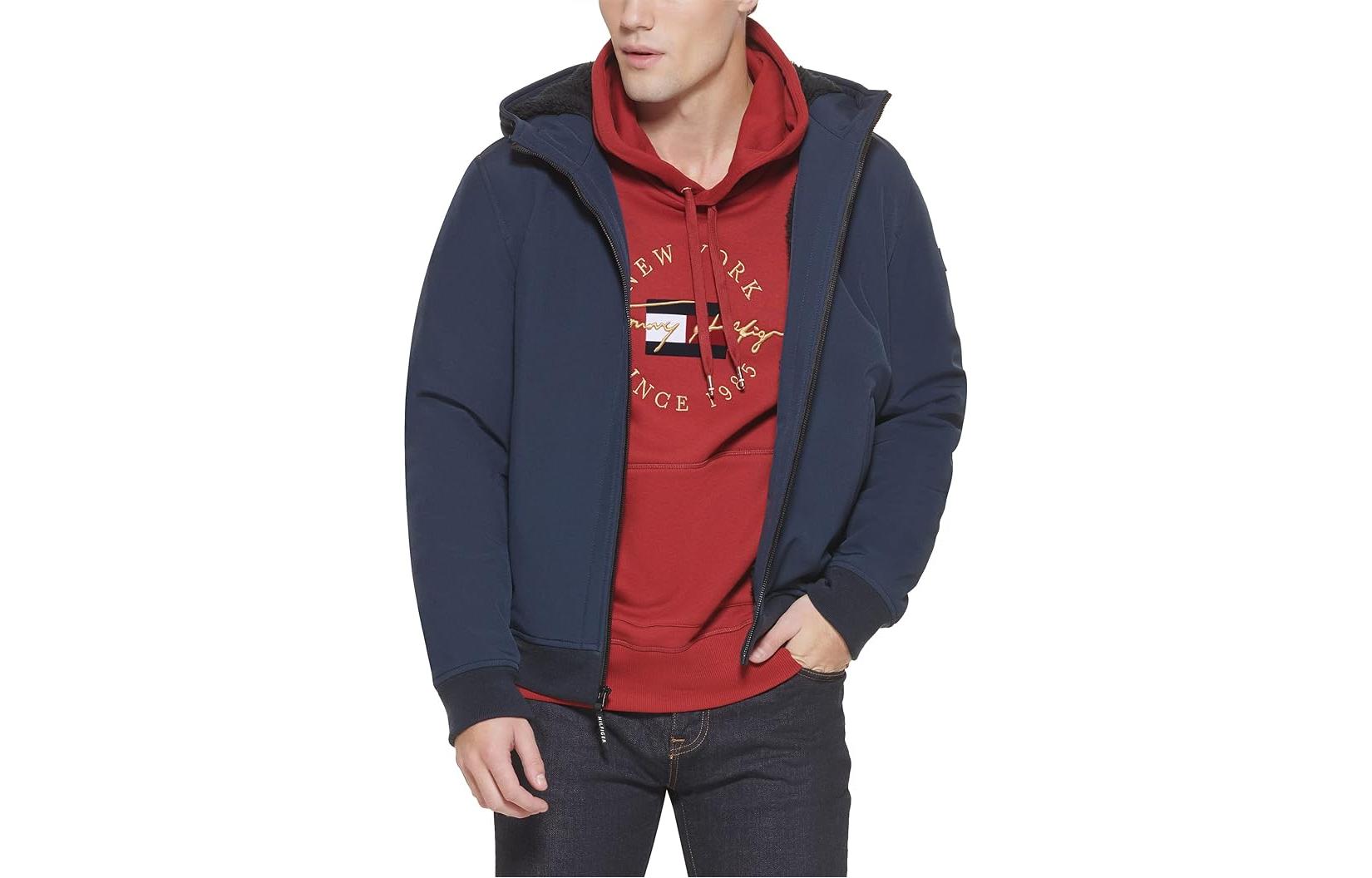 Order Tommy Hilfiger Jaket Softshell Windproof Fleece Biru Tua 151AP383-MID