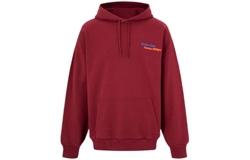 Tommy Hilfiger Multicolor Logo Print Hoodie Unisex - Burgundy DM0DM15470-GBH