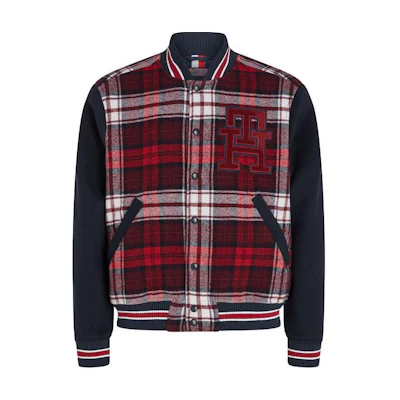 Tommy Hilfiger Multicolor Plaid Bomber Jacket with Baseball Collar MW0MW340230QM