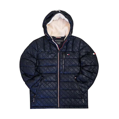 Tommy Hilfiger Navy Blue All-Over Print Waterproof Padded Jacket 151AP213-PRT