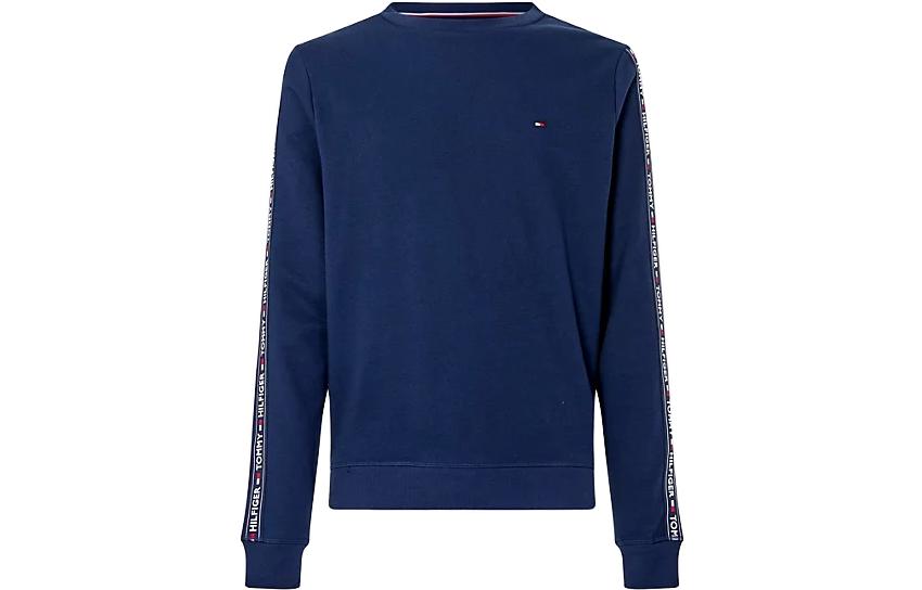 Tommy Hilfiger Navy Blue Crewneck Sweatshirt with Logo Print for Men UM0UM00705416