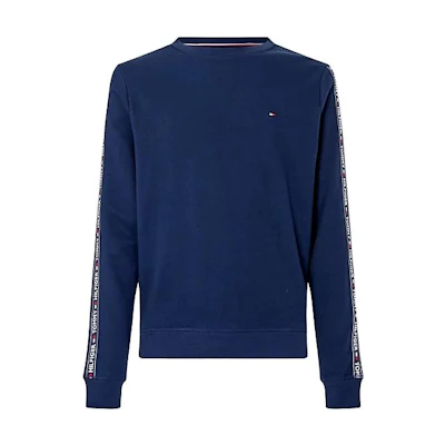 Tommy Hilfiger Navy Blue Crewneck Sweatshirt with Logo Print for Men UM0UM00705416
