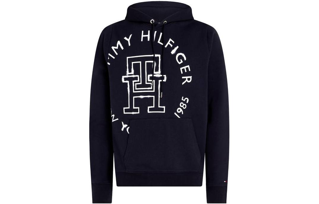 Tommy Hilfiger Navy Blue Letter Print Pullover Hoodie for Men MW0MW31505DW5
