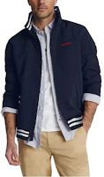 Order Tommy Hilfiger Navy Blue Letter Print Zip-Up Jacket Long Sleeve M78J8297-FAP