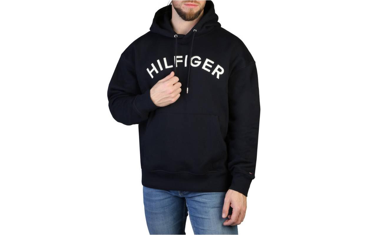 Tommy Hilfiger Navy Blue Logo Print Drawstring Hoodie MW0MW31070-DW5