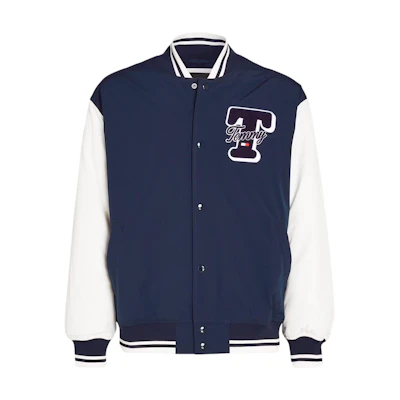 Tommy Hilfiger Navy Blue Loose-Fit Baseball Collar Jacket DM0DM18702-C1G