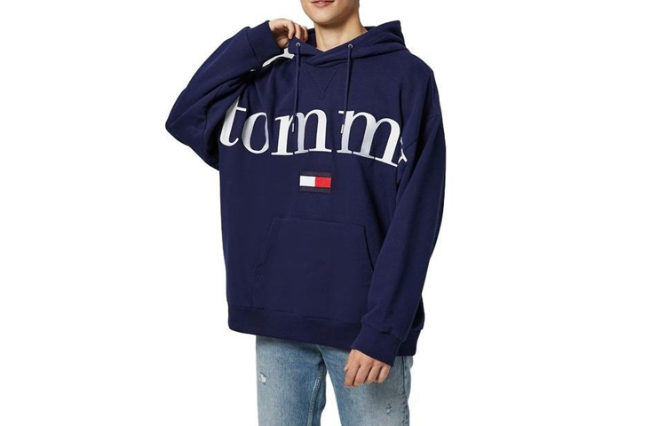 Tommy Hilfiger Navy Blue Oversized Logo Hoodie Pullover DM0DM15285-DY4