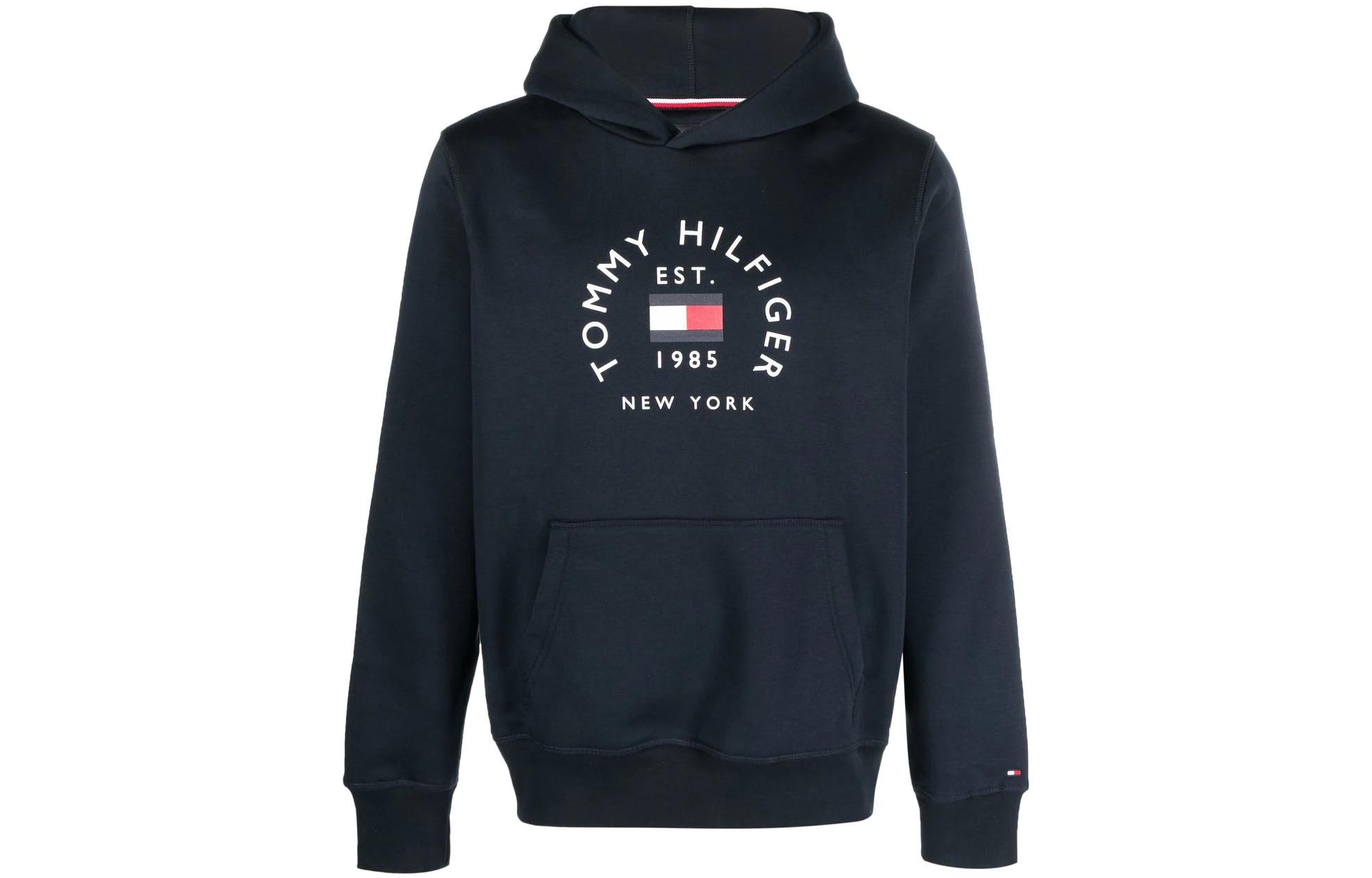 Tommy Hilfiger Navy Blue Pullover Hoodie with Logo Print MW0MW27842-DW5