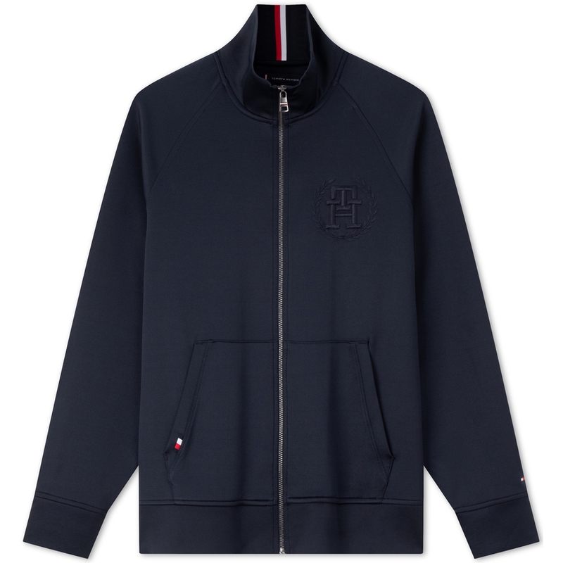 Tommy Hilfiger Navy Blue Zip-Up Embroidered Logo Track Jacket Sweater MW0MW34399