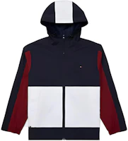 Tommy Hilfiger Navy Colorblock Hooded Jacket Full-Zip Outerwear M78J8017-FAP Tommy Hilfiger Navy Colorblock Hooded Jacket Full-Zip Outerwear M78J8017-FAP
