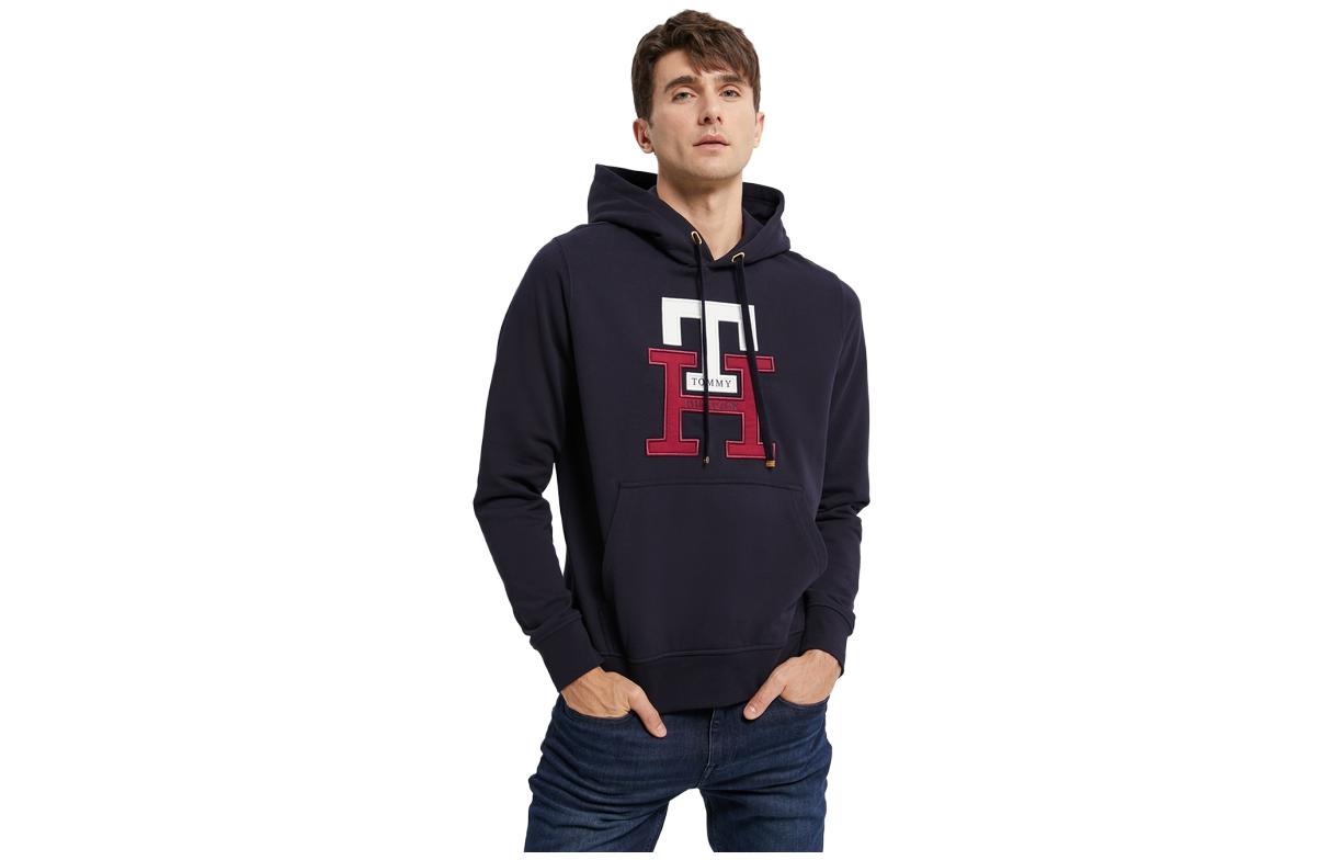 Tommy Hilfiger Navy Cotton Embroidered Logo Hoodie - Casual Commuter Style MW0MW28187-DW5