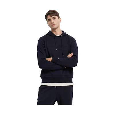 Tommy Hilfiger Navy Embossed Logo Pullover Hoodie MW0MW28734-DW5