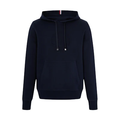 Tommy Hilfiger Navy Embossed Logo Slim Fit Pullover Hoodie MW0MW29340-DW5