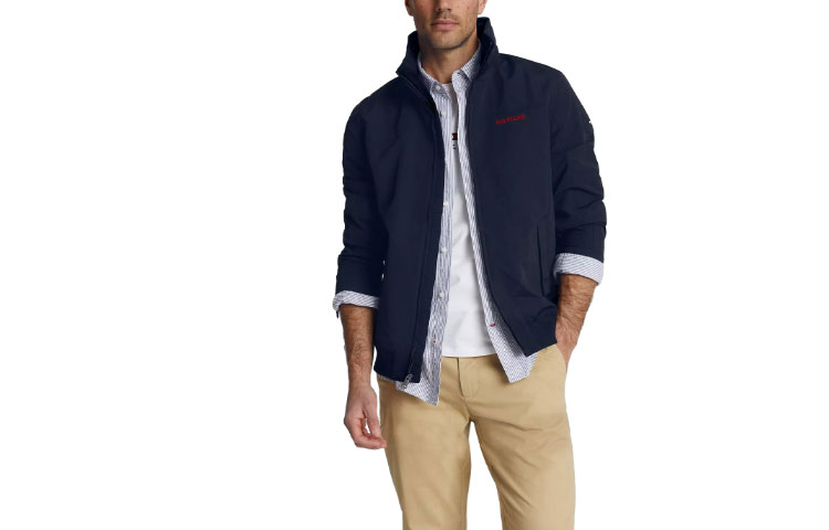 Tommy Hilfiger Navy Golf Retro Letter Print Windproof Waterproof Jacket 78J8297-411