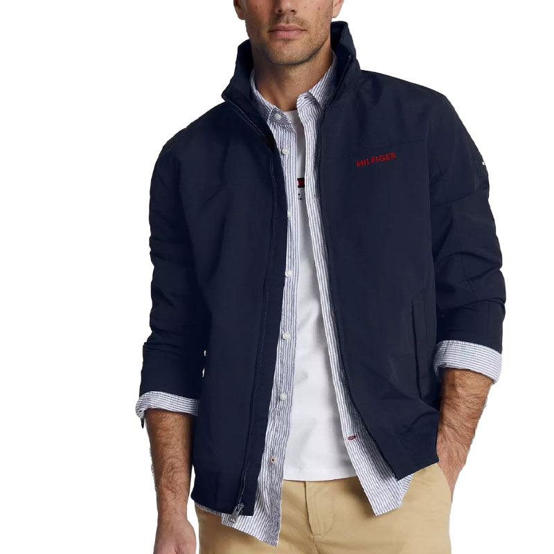 Lookbook 汤米·希尔费格 海军蓝高尔夫复古字母防风防水夹克 78J8297-411