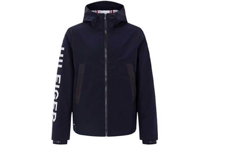 Tommy Hilfiger Navy Hooded Jacket with Logo Print MW0MW28927-DW5