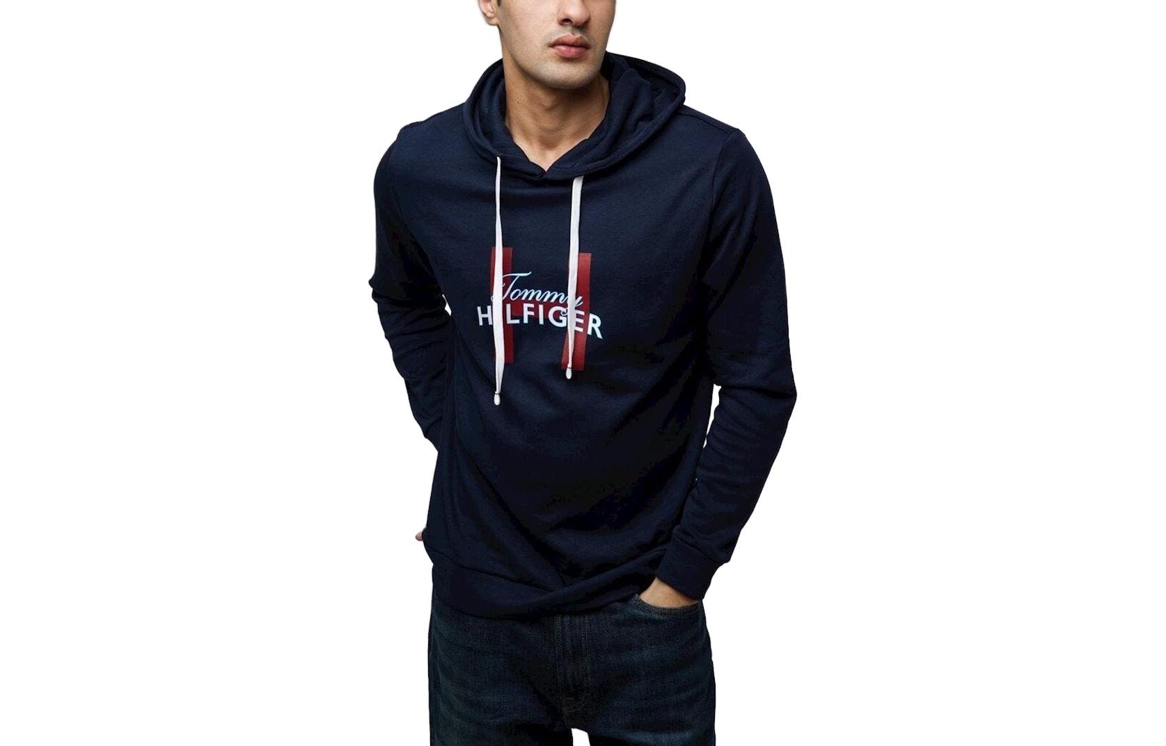 Tommy Hilfiger Navy Hoodie with Letter Print 09T4150-410