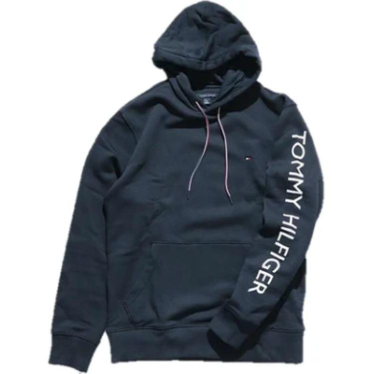 Tommy Hilfiger Navy Hoodie with Logo Print and Lettering Design 78J9710-410