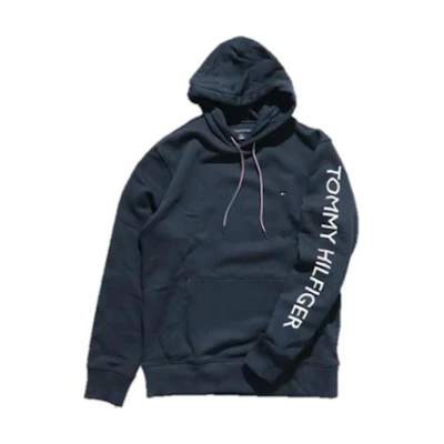 Tommy Hilfiger Navy Hoodie with Logo Print and Lettering Design 78J9710-410