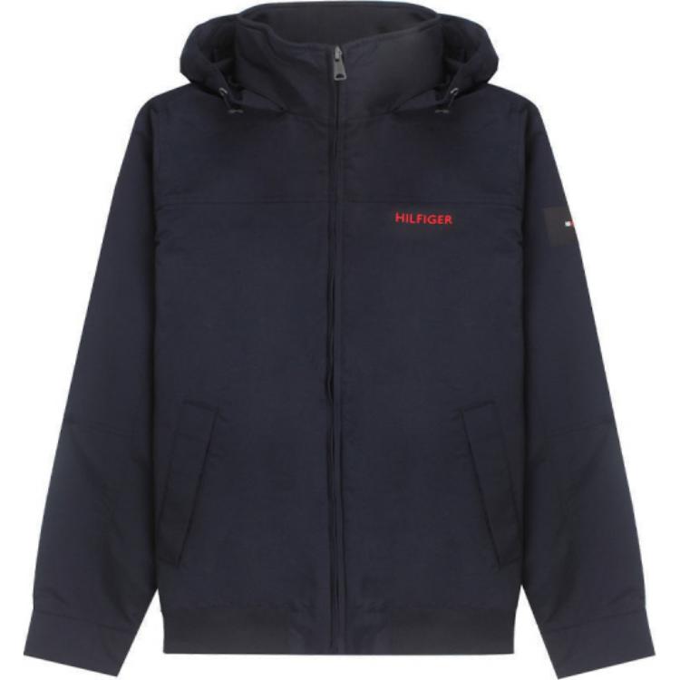 Tommy Hilfiger Navy Softshell Hoodie Jacket with Logo Print Outdoor Style 78J8336-410