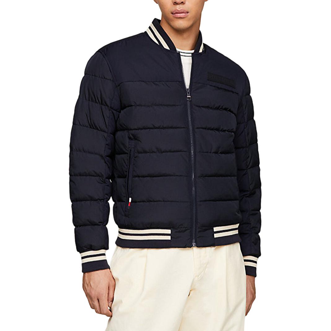 Tommy Hilfiger Navy Striped Baseball Collar Zip Jacket MW0MW33736-DW5