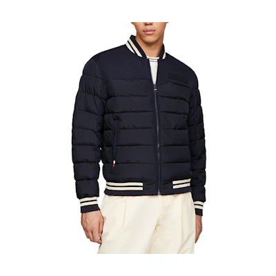 Tommy Hilfiger Navy Striped Baseball Collar Zip Jacket MW0MW33736-DW5