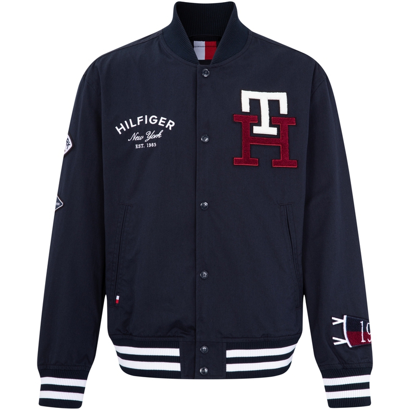 Tommy Hilfiger Navy Varsity Bomber Jacket with Embroidered Logo Design MW0MW32758-DW5