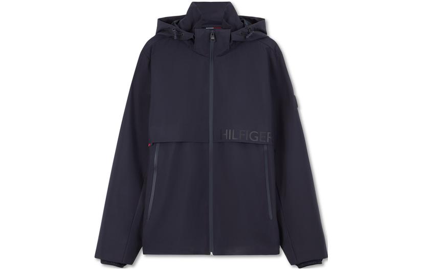 Tommy Hilfiger Navy Windproof Waterproof Outdoor Jacket with Logo Print MW0MW31656-DW5