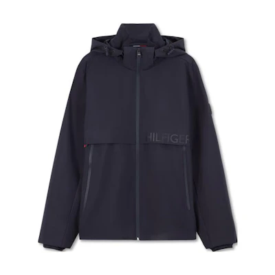 Tommy Hilfiger Navy Windproof Waterproof Outdoor Jacket with Logo Print MW0MW31656-DW5