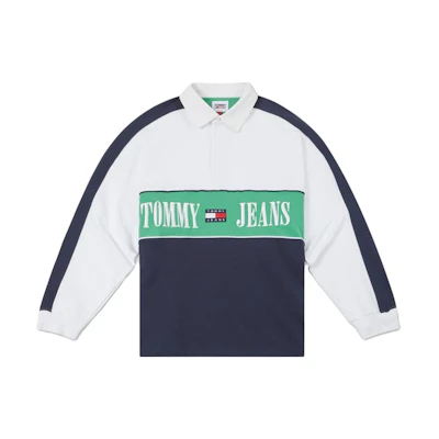 Tommy Hilfiger Numeric Logo Polo Pullover Long-Sleeve Sweatshirt Men Blue White DM0DM16373-C87