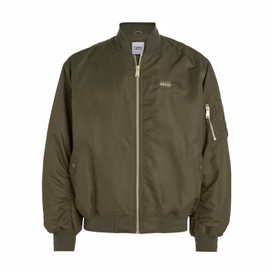 Tommy Hilfiger Olive Green Embroidered Lettering Loose Fit Zip Jacket DM17660-MR1