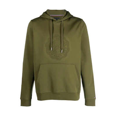 Tommy Hilfiger Olive Green Logo Embroidered Hoodie Sweatshirt MW0MW32691-GREEN