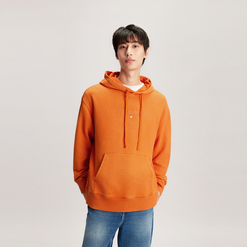 Shop 汤米·希尔费格宽松版橙色街头风连帽衫 DM0DM17787