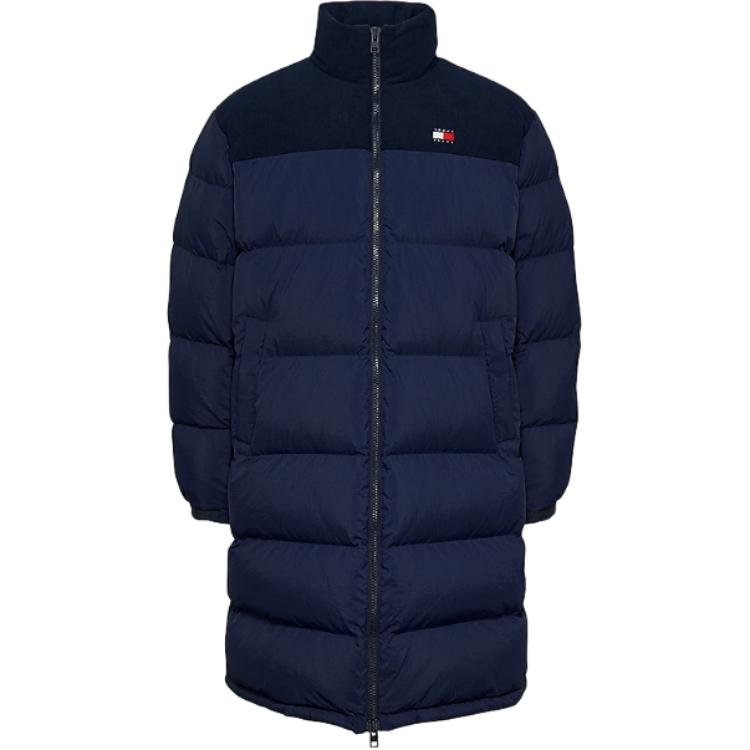 Tommy Hilfiger Patchwork Puffer Jacket Long Sleeve Mid-Length Blue DM0DM20605-C1G