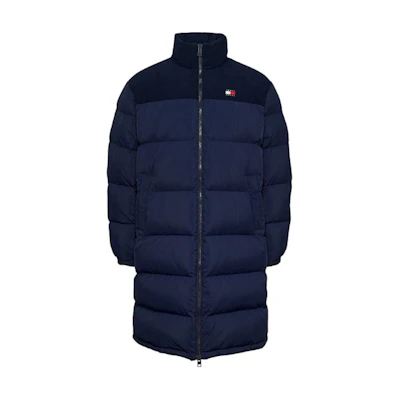 Tommy Hilfiger Patchwork Puffer Jacket Long Sleeve Mid-Length Blue DM0DM20605-C1G