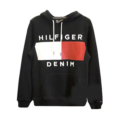 Tommy Hilfiger Patterned Pullover Hoodie Black - C8878D1834-065