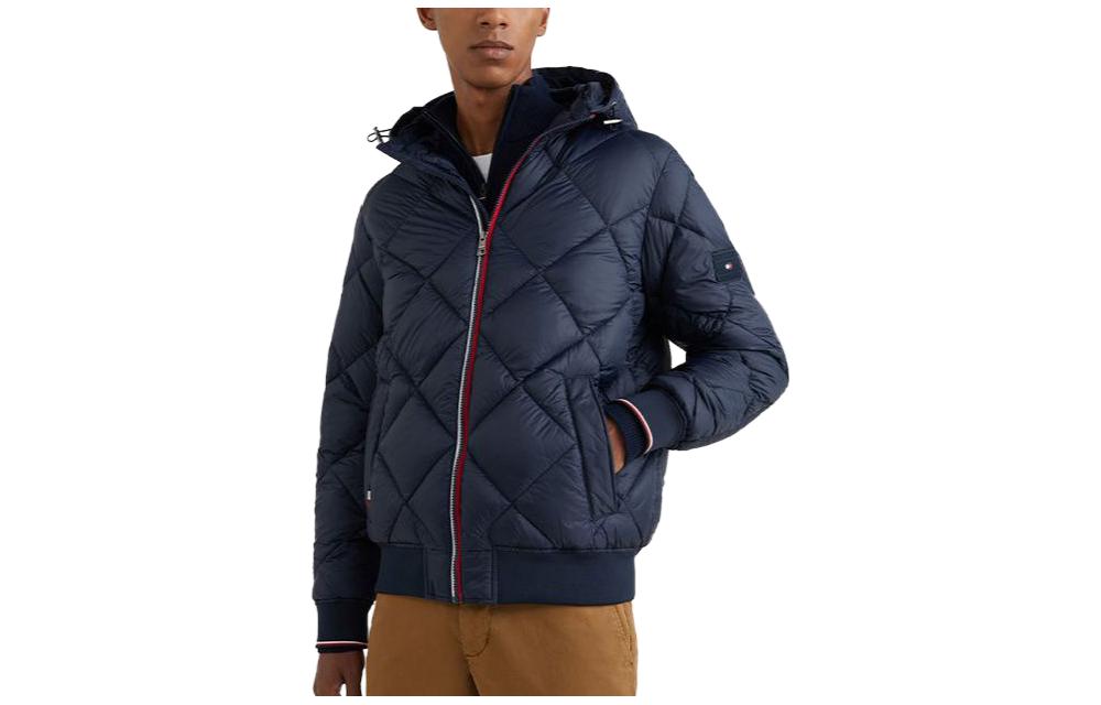 Tommy Hilfiger Quilted Colorblock Hooded Jacket Navy DW5 MW0MW27588